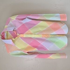 Wrangler Vintage Rare 1970's Hippie Rainbow Pastel Plaid Button Up Shirt XS/Smal